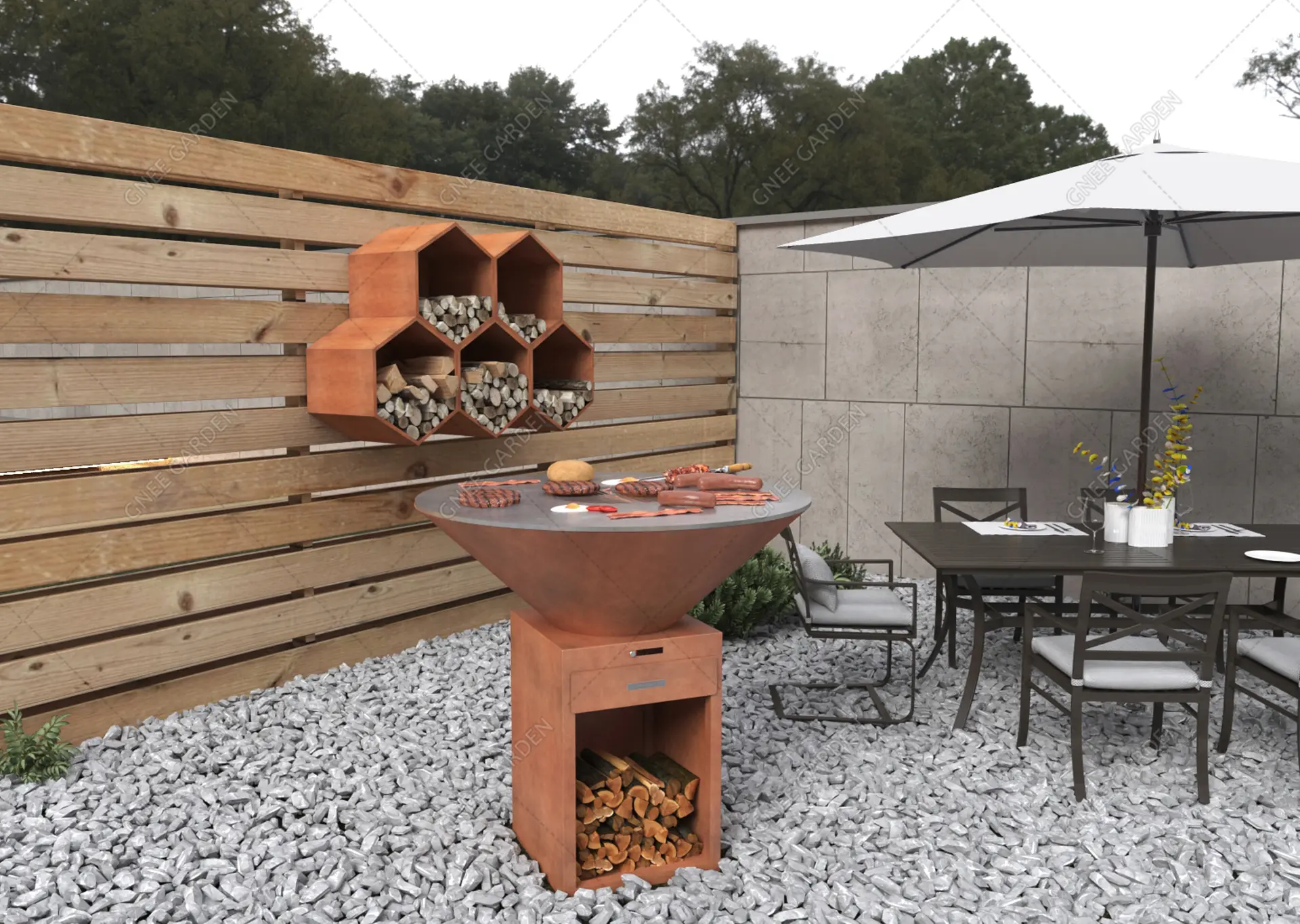 Corten Steel BBQ Grill GN-BBQ-201