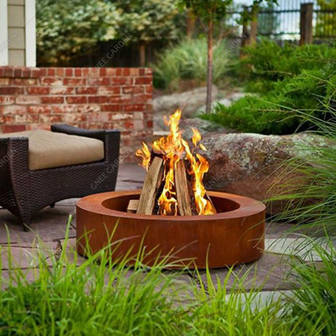 Corten Steel Round Fire Pit GN-FP-303 with Custom Height