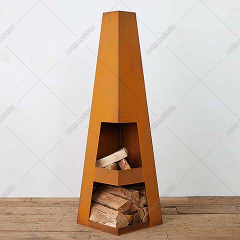 Corten Steel GN-FP-412 wood burning fireplace