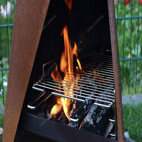 Corten steel Fireplace GN-FP-415 modern outdoor chiminea