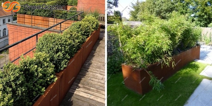 Corten steel metal garden boxes