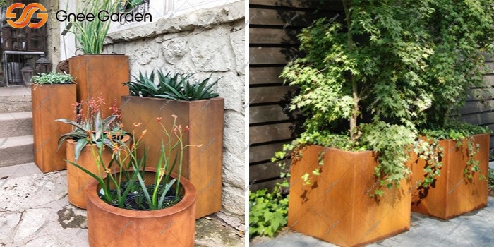 Corten steel custom metal planter boxes
