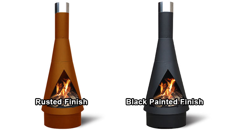 Corten steel outdoor wood-burning fireplace
