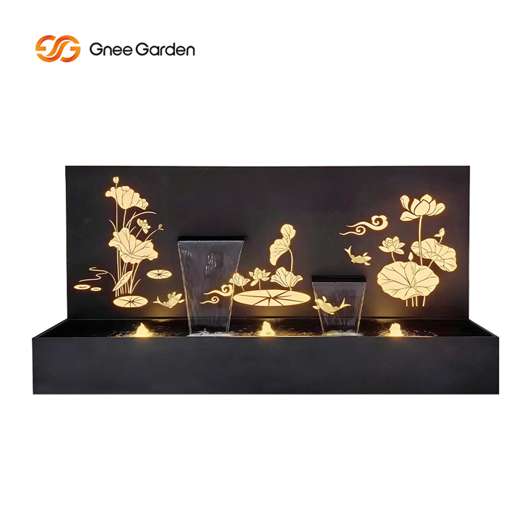 Minimalist Metal Wall Mount Outdoor Waterfall